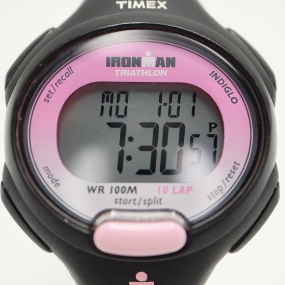 Timex Ironman Triathlon Indiglo Digital Alarm Timer Watch Pink Black New Battery - Picture 6 of 11